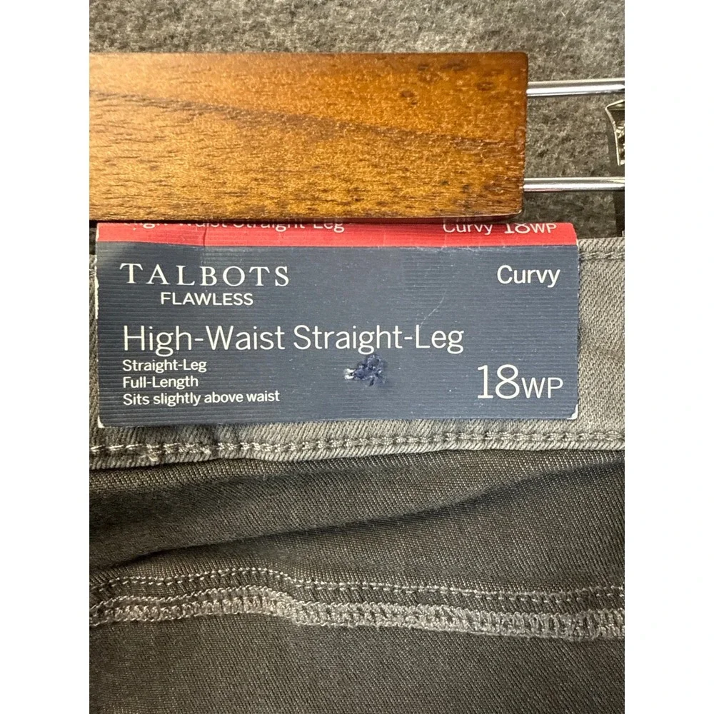 New Talbots Straight Leg Jeans Womens 18WP Grey High Waist Curvy Plus Petite Nwt